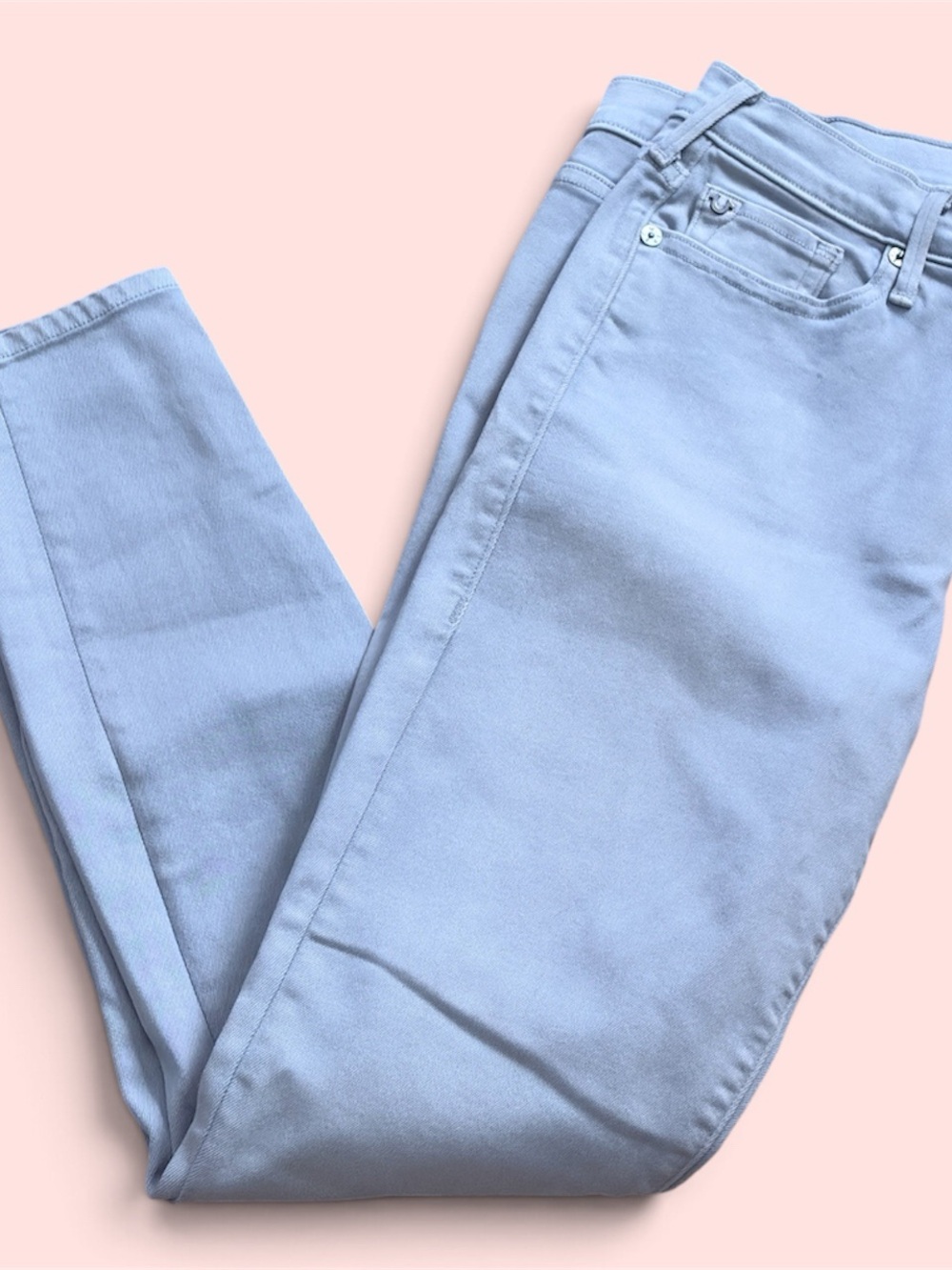 True Religion Halle Mid Rise Super Skinny Jeans - Light Grey